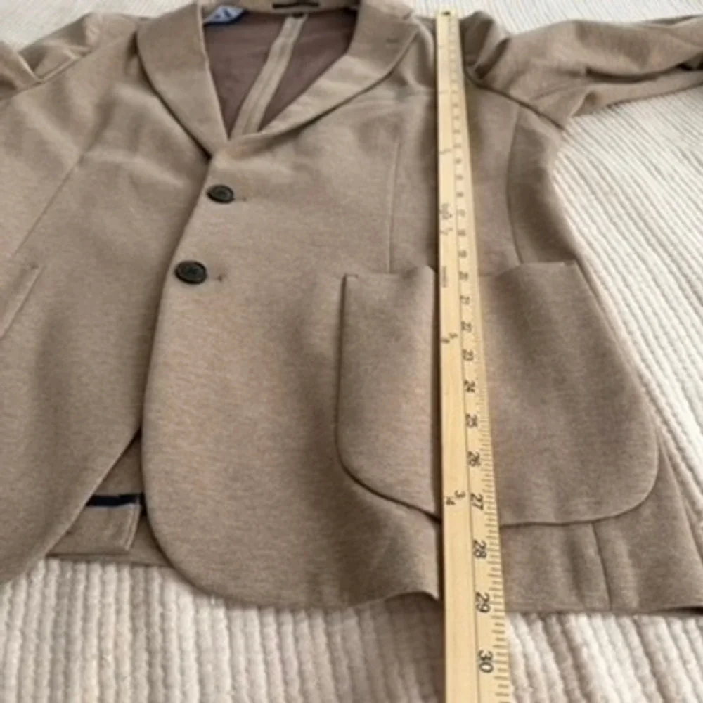 J. Crew Knit Thompson Blazer Jacket Mens Sz 44R Tan Camel Button Patch NEW $398